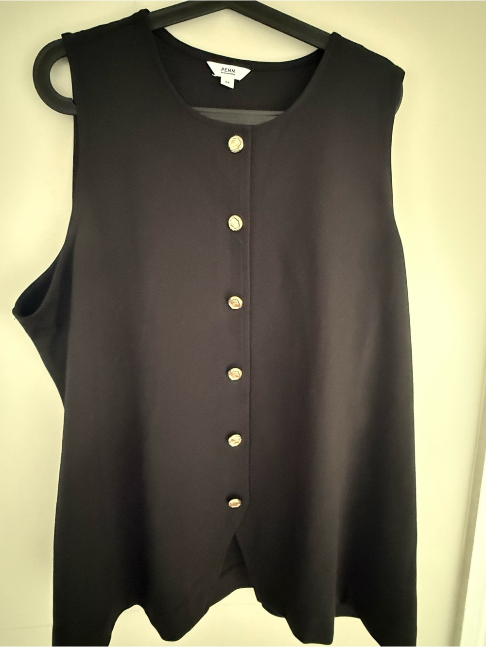 Penningtons Black Sleeveless Top with Gold Buttons